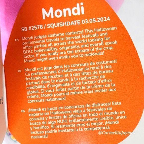 🎃 MONDI 🍎🪱 Pink Mint Candy Apple wWorm Halloween 2024 Original Squishmallow - Picture 4 of 8